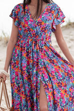 Load image into Gallery viewer, Slit Printed Cap Sleeve Maxi Dress