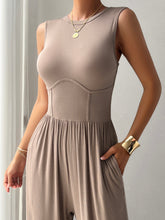 Load image into Gallery viewer, Round Neck Sleeveless Wide Leg Jumpsuit