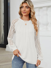 Load image into Gallery viewer, Round Neck Lace Long Sleeve Top