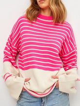 Load image into Gallery viewer, Striped Mock Neck Long Sleeve Sweater