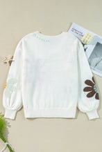 Load image into Gallery viewer, Flower V-Neck Dropped Shoulder Sweater
