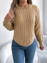 Load image into Gallery viewer, Asymmetric Hem Round Neck Long Sleeve Sweater