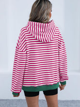 Load image into Gallery viewer, Drawstring Striped Long Sleeve Hoodie
