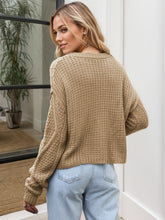 Load image into Gallery viewer, Cable-Knit Round Neck Dropped Shoulder Sweater