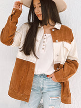 Load image into Gallery viewer, Raw Hem Color Block Button Up Jacket