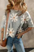 Load image into Gallery viewer, Flower Round Neck Half Sleeve T-Shirt