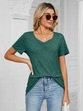 Load image into Gallery viewer, Ruched V-Neck Short Sleeve T-Shirt
