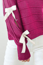 Load image into Gallery viewer, Bow Cutout Round Neck Long Sleeve Knit Top