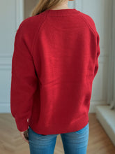Load image into Gallery viewer, Flower Round Neck Raglan Sleeve Sweater
