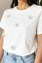 Load image into Gallery viewer, Flower Round Neck Short Sleeve T-Shirt