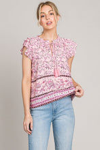 Load image into Gallery viewer, Cotton Bleu by Nu Lab Print Ruffle Sleeve Detail Blouse
