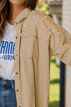 Load image into Gallery viewer, Raw Hem Peal Trim Dropped Shoulder Denim Jacket