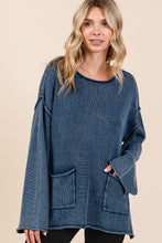 Load image into Gallery viewer, Mittoshop Mineral Wash Patch Pocket Cut Edge Sweater