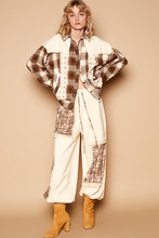 Load image into Gallery viewer, POL Plaid &amp; Star Patchwork Contrast Long Sleeve Shacket