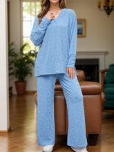 Load image into Gallery viewer, Flower V-Neck Long Sleeve Top and Pants Set