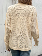 Load image into Gallery viewer, Openwork Button Up Long Sleeve Cardigan