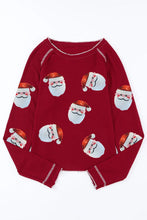 Load image into Gallery viewer, Sequin Santa Round Neck Long Sleeve Blouse