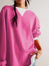 Load image into Gallery viewer, Contrast Trim Round Neck Long Sleeve Sweatshirt