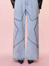 Load image into Gallery viewer, Studded Star Straight Jeans with Pockets