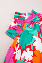 Load image into Gallery viewer, Printed Tie Neck Cap Sleeve Blouse
