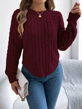 Load image into Gallery viewer, Asymmetric Hem Round Neck Long Sleeve Sweater