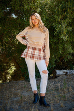 Load image into Gallery viewer, And The Why Full Size Double Layered Plaid Contrast Sweatshirt