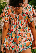 Load image into Gallery viewer, Printed V-Neck Short Sleeve Blouse