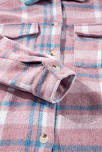 Load image into Gallery viewer, Plaid Collared Neck Flap Pockets Shacket