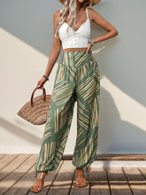 Load image into Gallery viewer, Smocked Slit Printed High Waist Pants