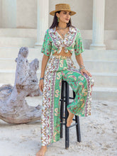 Load image into Gallery viewer, Printed Half Sleeve Top and Wide Leg Pants Set