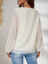 Load image into Gallery viewer, Textured V-Neck Balloon Sleeve Blouse