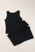 Load image into Gallery viewer, Textured Round Neck Top and Wide Leg Pants Set