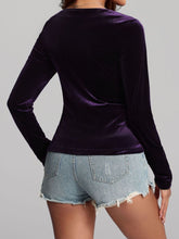 Load image into Gallery viewer, Ruched Surplice Long Sleeve Top