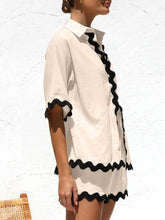 Load image into Gallery viewer, Contrast Trim Half Sleeve Top and Shorts Set