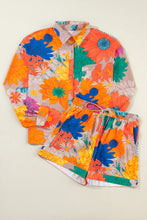 Load image into Gallery viewer, Printed Button Up Long Sleeve Top and Shorts Set