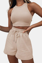 Load image into Gallery viewer, Round Neck Top and Drawstring Shorts Set