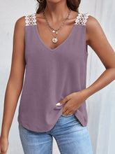 Load image into Gallery viewer, Lace Detail Waffle-Knit V-Neck Tank