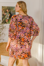 Load image into Gallery viewer, ODDI Full Size Floral Tied Neck Mini Dress