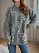 Load image into Gallery viewer, Sequin Mock Neck Long Sleeve Sweater