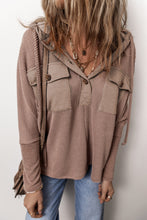 Load image into Gallery viewer, Pocketed Half Button Long Sleeve Hoodie