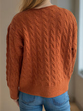 Load image into Gallery viewer, Cable-Knit Round Neck Long Sleeve Cardigan