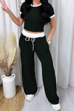 Load image into Gallery viewer, Contrast Trim Round Neck Top and Pants Set