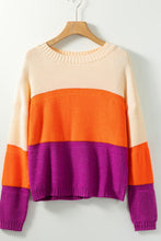 Load image into Gallery viewer, Color Block Drop Shoulder Round Neck Sweater