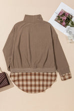 Load image into Gallery viewer, Drawstring Plaid Turtleneck Long Sleeve Top