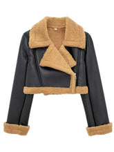 Load image into Gallery viewer, Collared Neck Long Sleeve Plush Cropped Jacket
