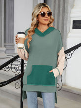 Load image into Gallery viewer, Double Take Contrast Hooded Long Sleeve Top