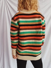 Load image into Gallery viewer, Contrast Stripes Button Up Long Sleeve Cardigan