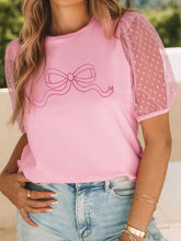 Load image into Gallery viewer, Bow Round Neck Short Sleeve Top
