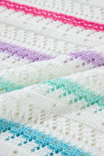 Load image into Gallery viewer, Openwork Striped Long Sleeve Knit Cover Up