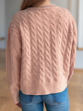 Load image into Gallery viewer, Cable-Knit Round Neck Long Sleeve Cardigan